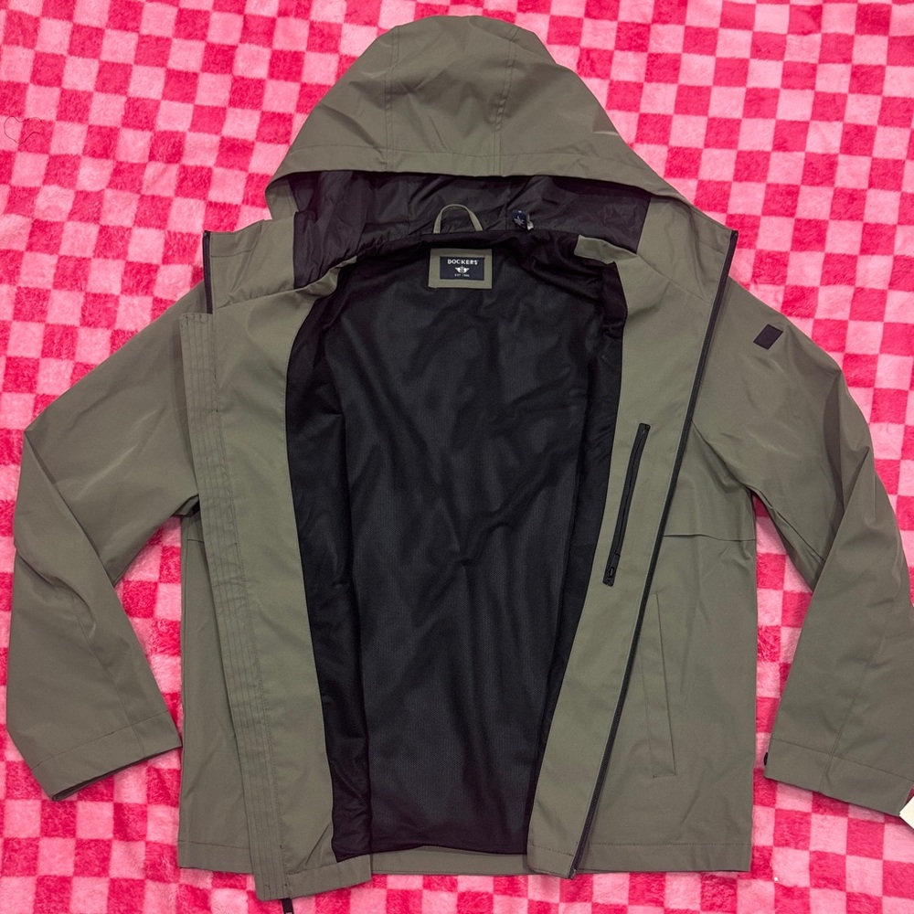 Dockers Olive Green Hooded Raincoat - Picture 6 of 8